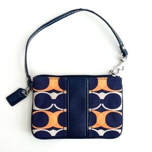 Coach Signature Stripe Linear Circle Monogram Mini Clutch Wristlet